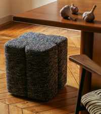 Pouf Fiori effet tweed - Bleu