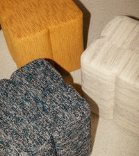 Pouf Fiori effet tweed - Bleu