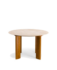 Table Carlotta Alta en bois et travertin - Sable et Marron