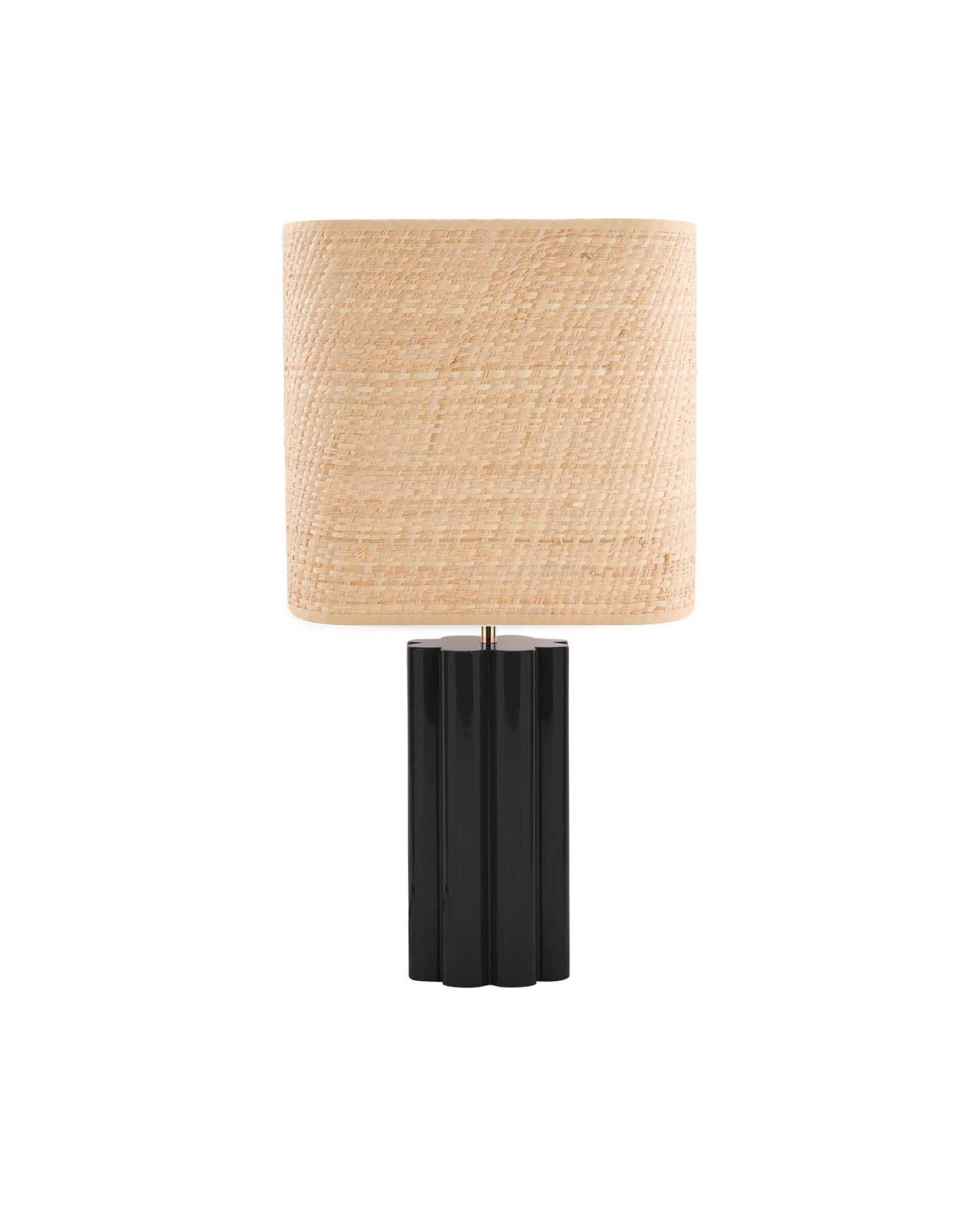 Lampe à poser Gioia en rotin - Noir et Beige