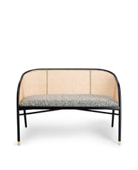 Wood and cane Cavallo bench seat - Black and White