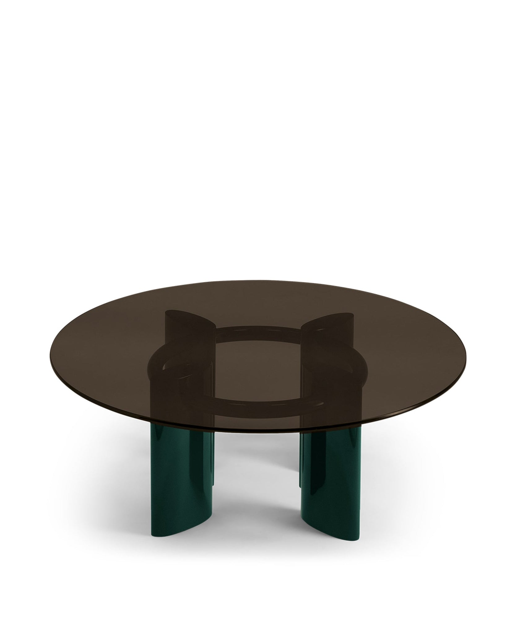 Table basse ronde Carlotta en bois et verre - Vert