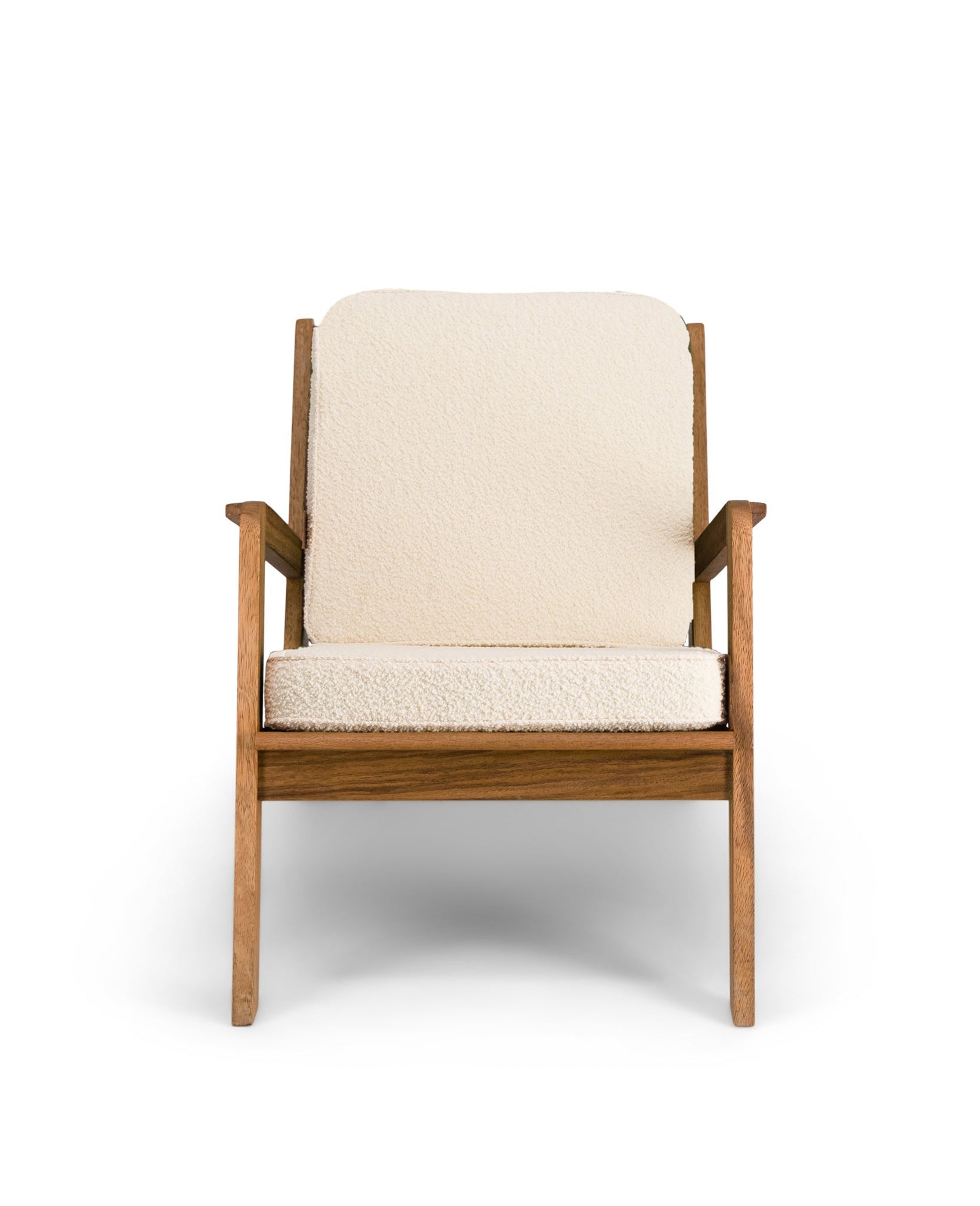 Chauffeuse Gloria en bois et laine - Blanc crème