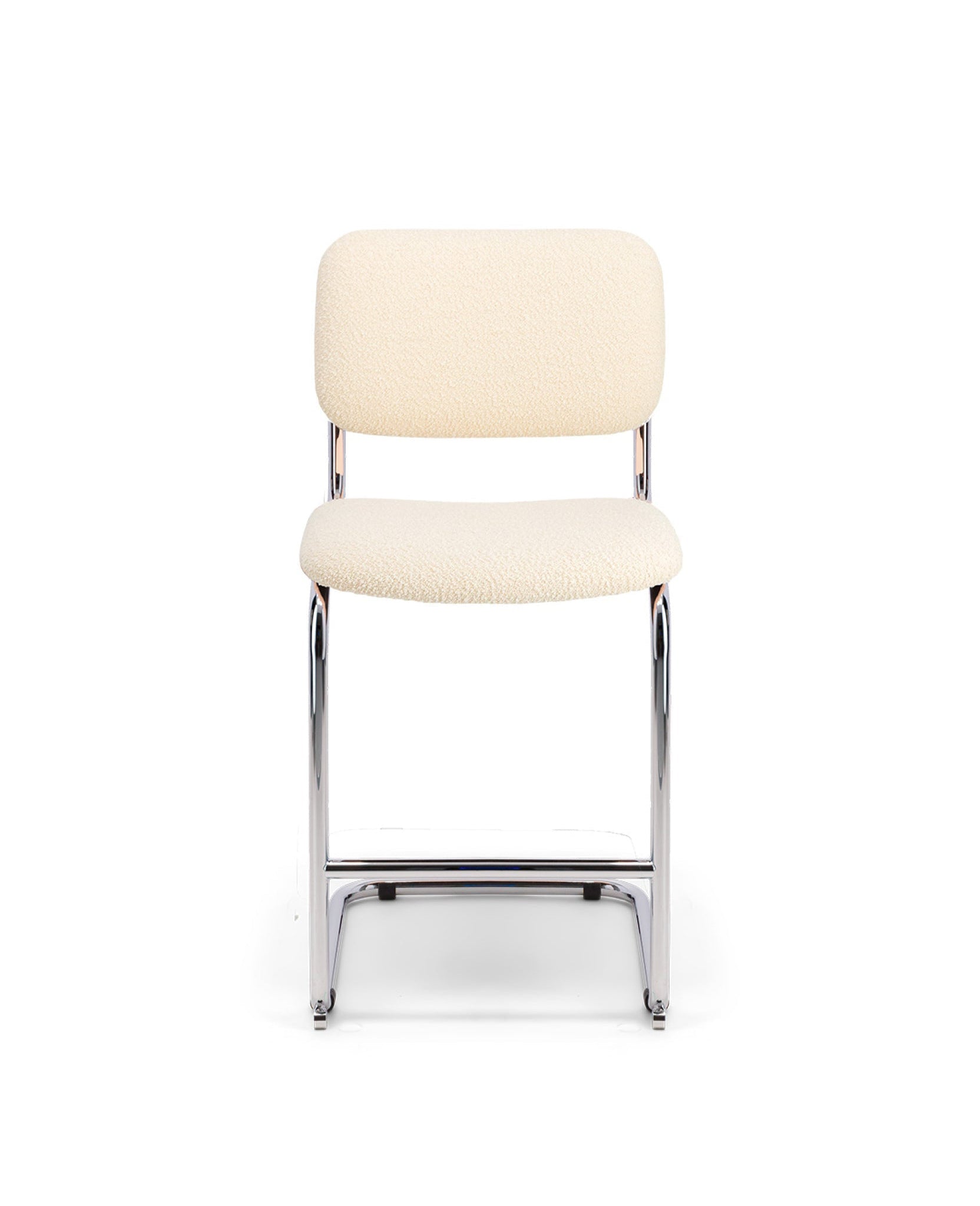 Chaise de bar Classica en laine bouclé - Blanc crème
