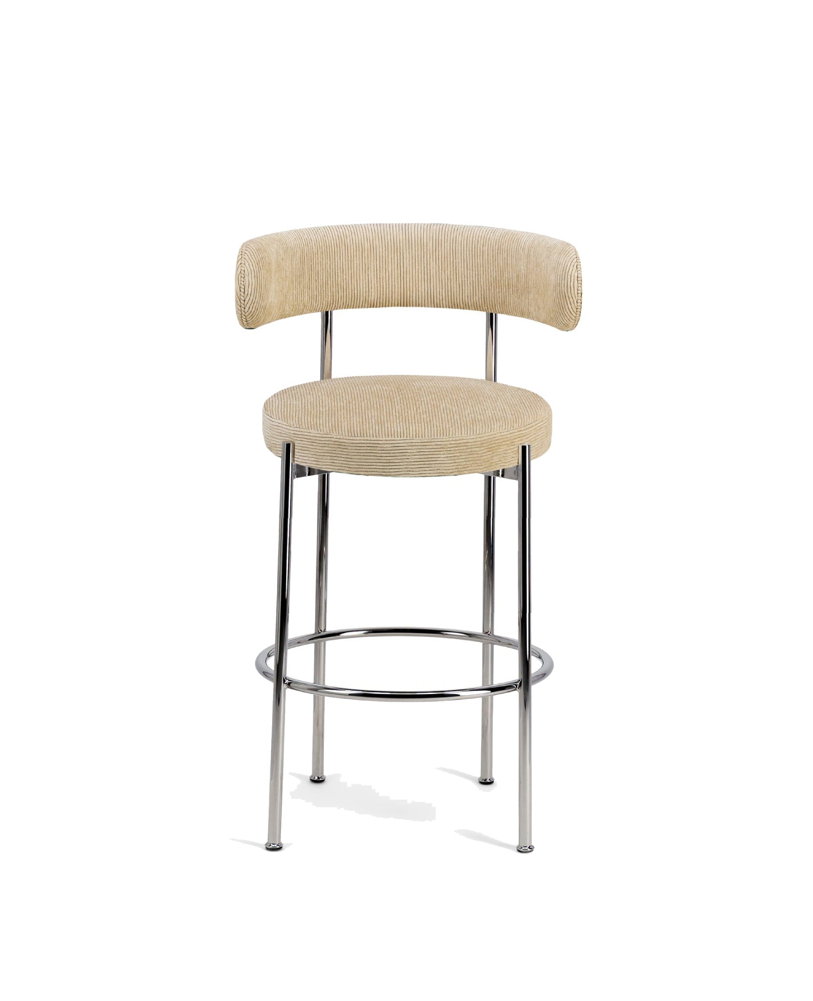 Chaise de bar Libera en velours côtelé - Beige