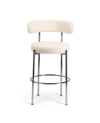Chaise de bar Libera en laine bouclée - Blanc crème