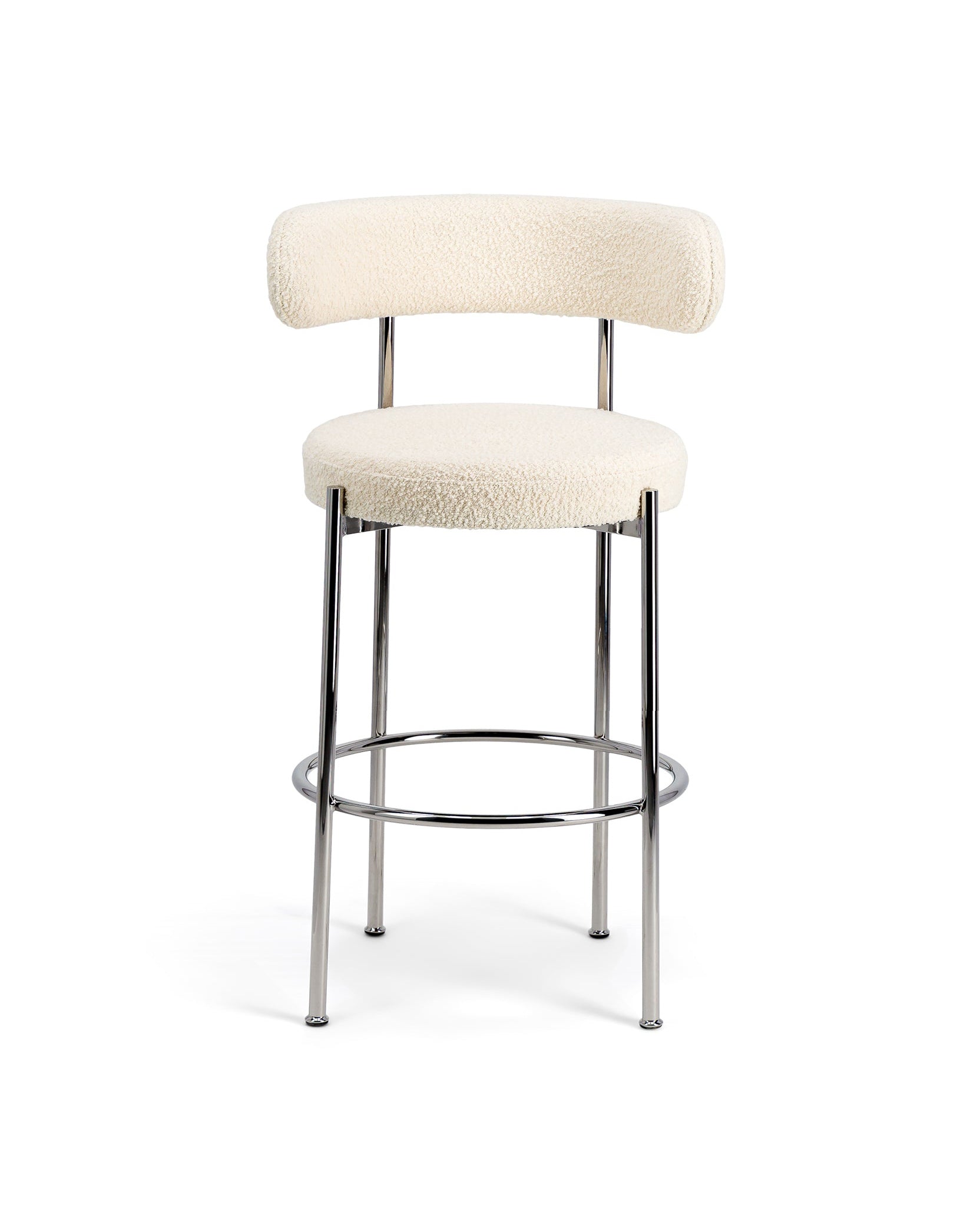 Chaise de bar Libera en laine bouclée - Blanc crème