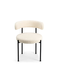 Chaise Libera structure en laine bouclée - Blanc crème