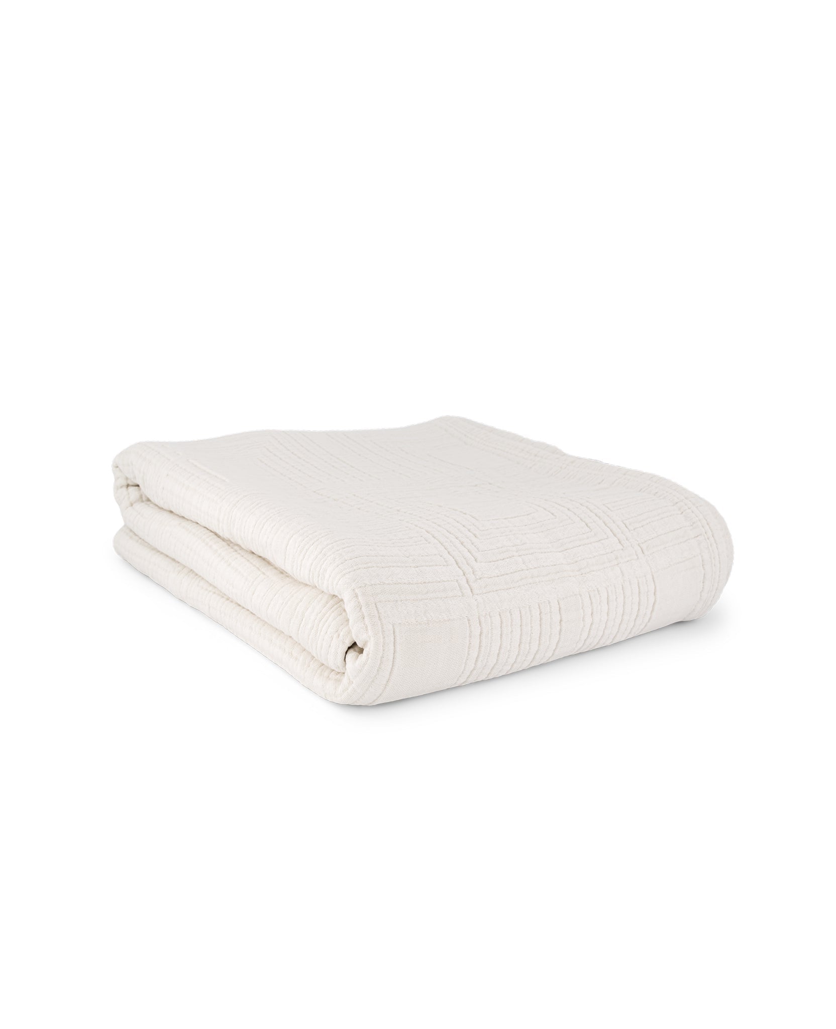 Plaid Concerto en gaze de coton - Blanc crème