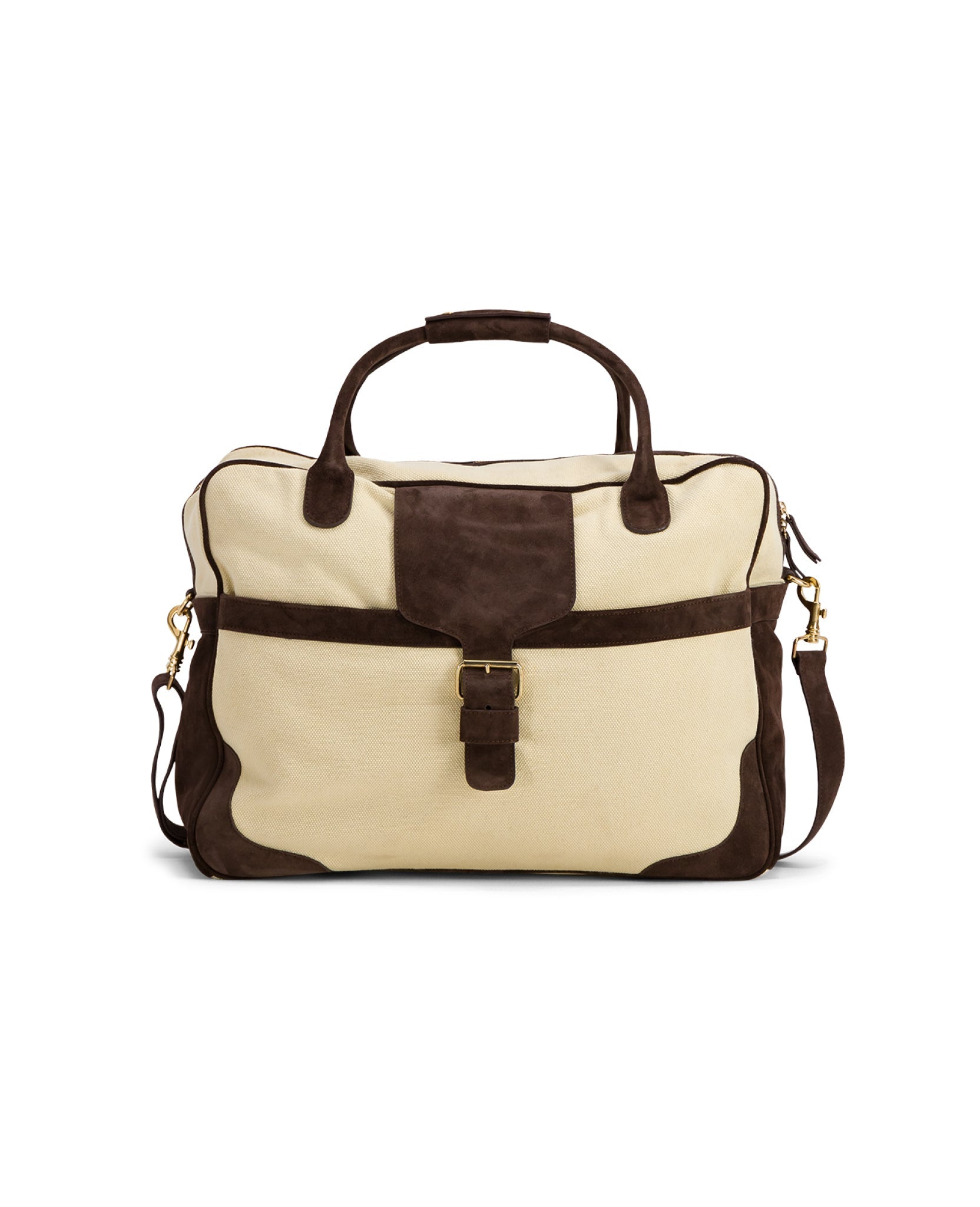 Andrea leather travel bag - Ecru and Chocolate