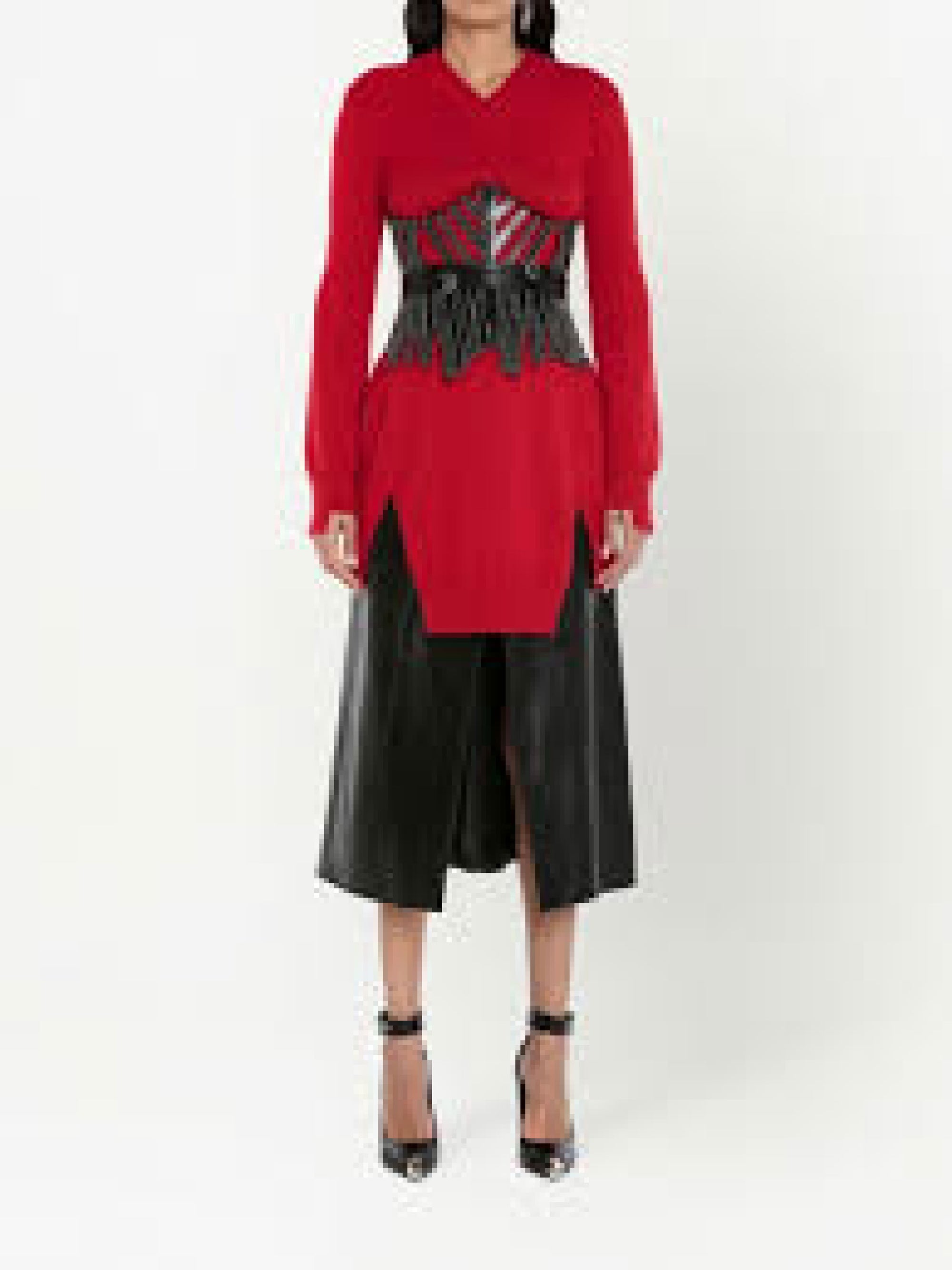 Jupe fendue en cuir - Black