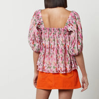 Blouse à manches bouffantes en georgette plissée - Sugar Plum