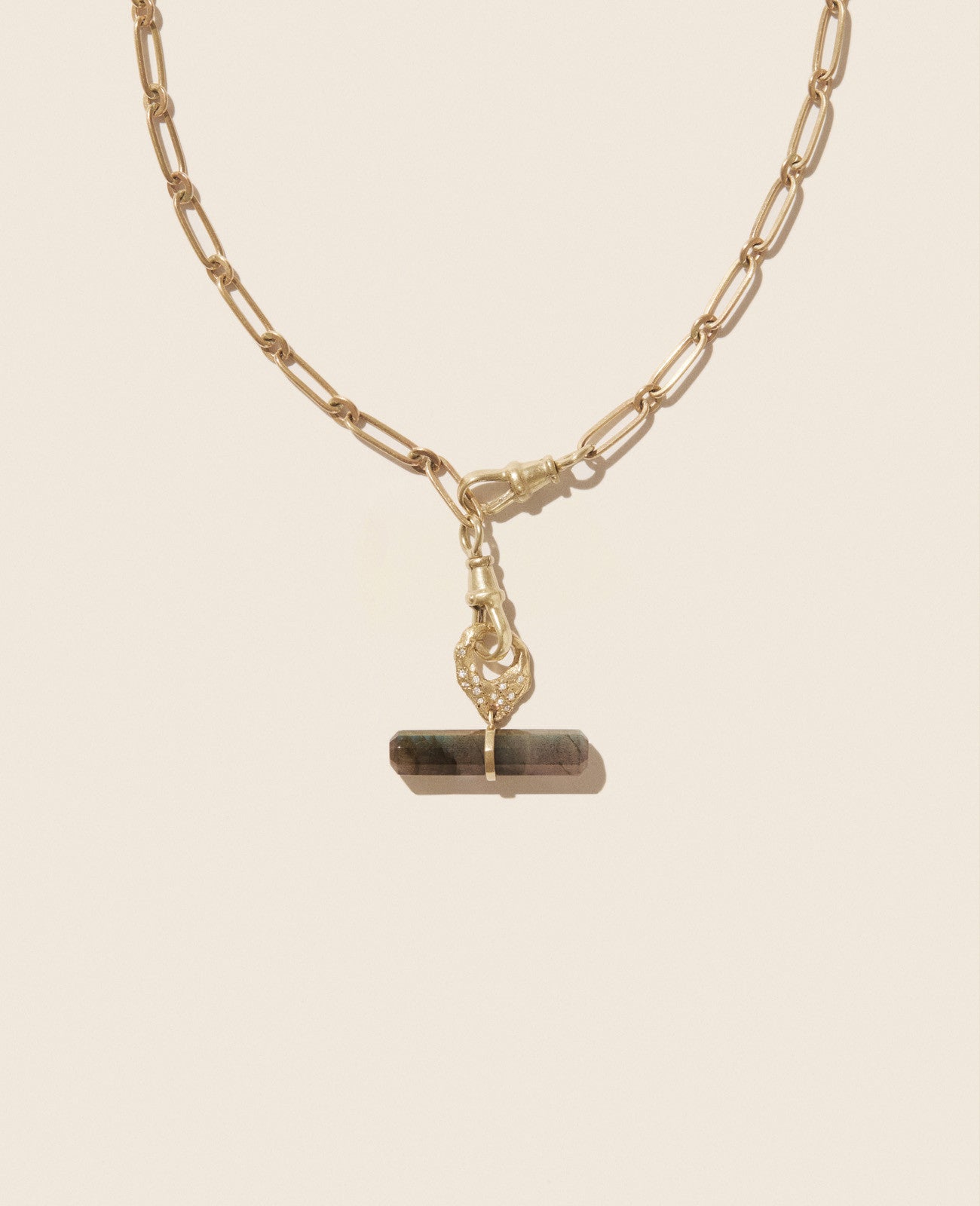 Pendentif Iman en or jaune avec diamant - Labradorite