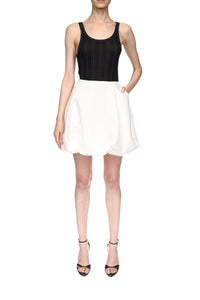 Gathered Waist Mini Skirt - White