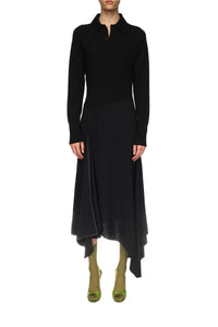 Henley Shirt Dress - Black / Black