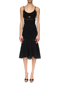 Flared Midi Skirt - Black