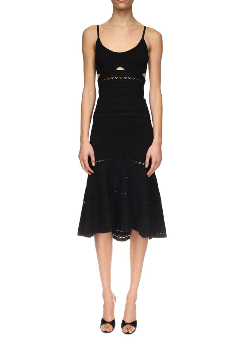 Flared Midi Skirt - Black