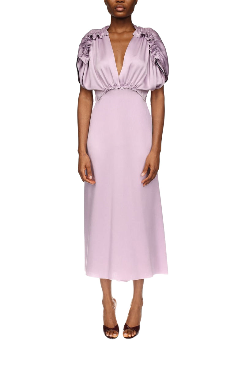 V-Neck Ruffle Midi Dress - Petunia