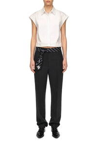 Sleeveless Bib Detail Top - White