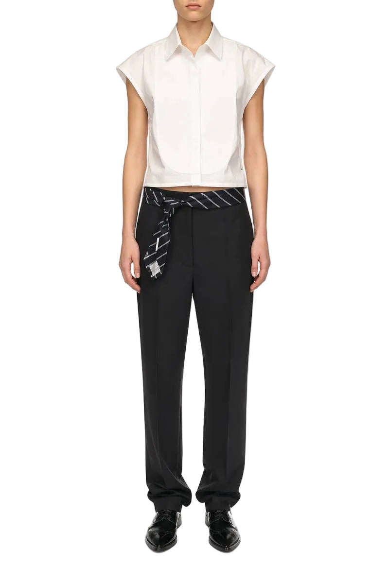 Sleeveless Bib Detail Top - White