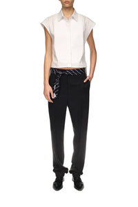Sleeveless Bib Detail Top - White