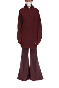 Shawl Neck Jumper Dress - Port