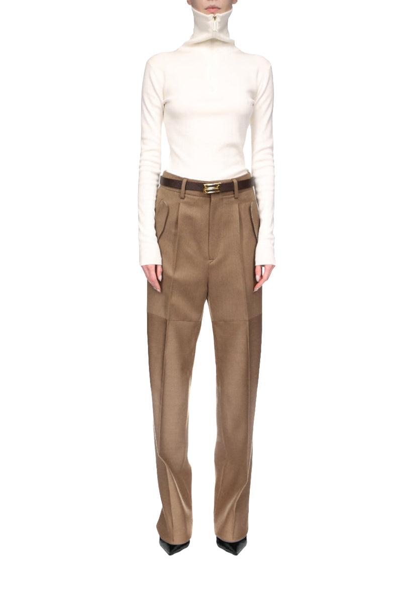 Pocket Detail Panelled Trouser - Bark