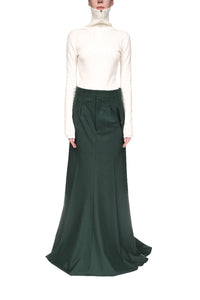 Long Asymmetric Tailored Skirt - Seaweed