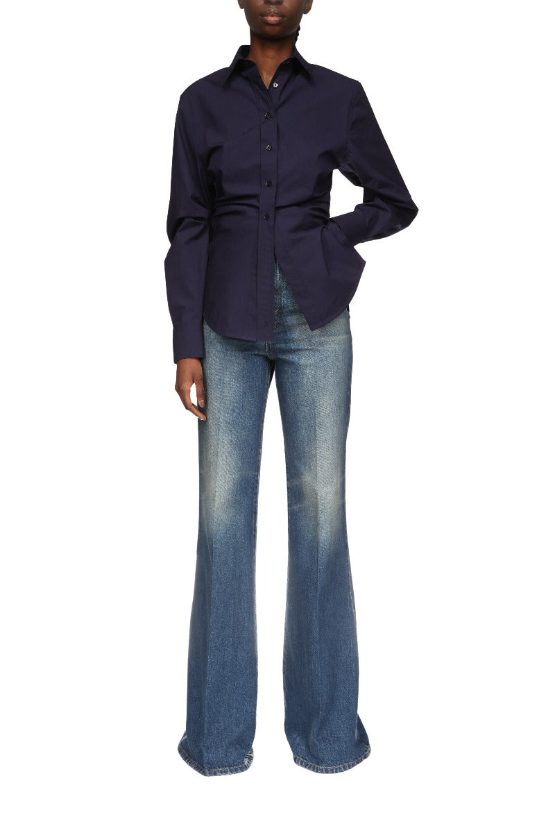 Pleated Sleeve Shirt - Ink Blue