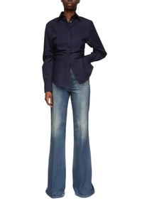 Pleated Sleeve Shirt - Ink Blue