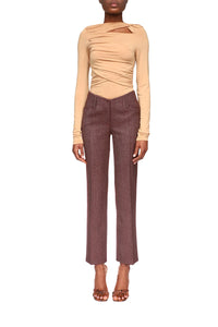 V Front Cropped Trouser - Bordeaux
