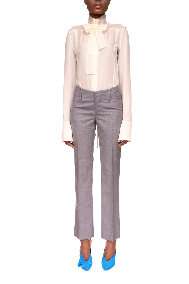 V Front Cropped Trouser - Grey Melange