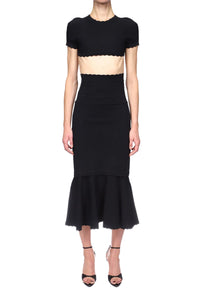 Cropped Short Sleeve Top - Black
