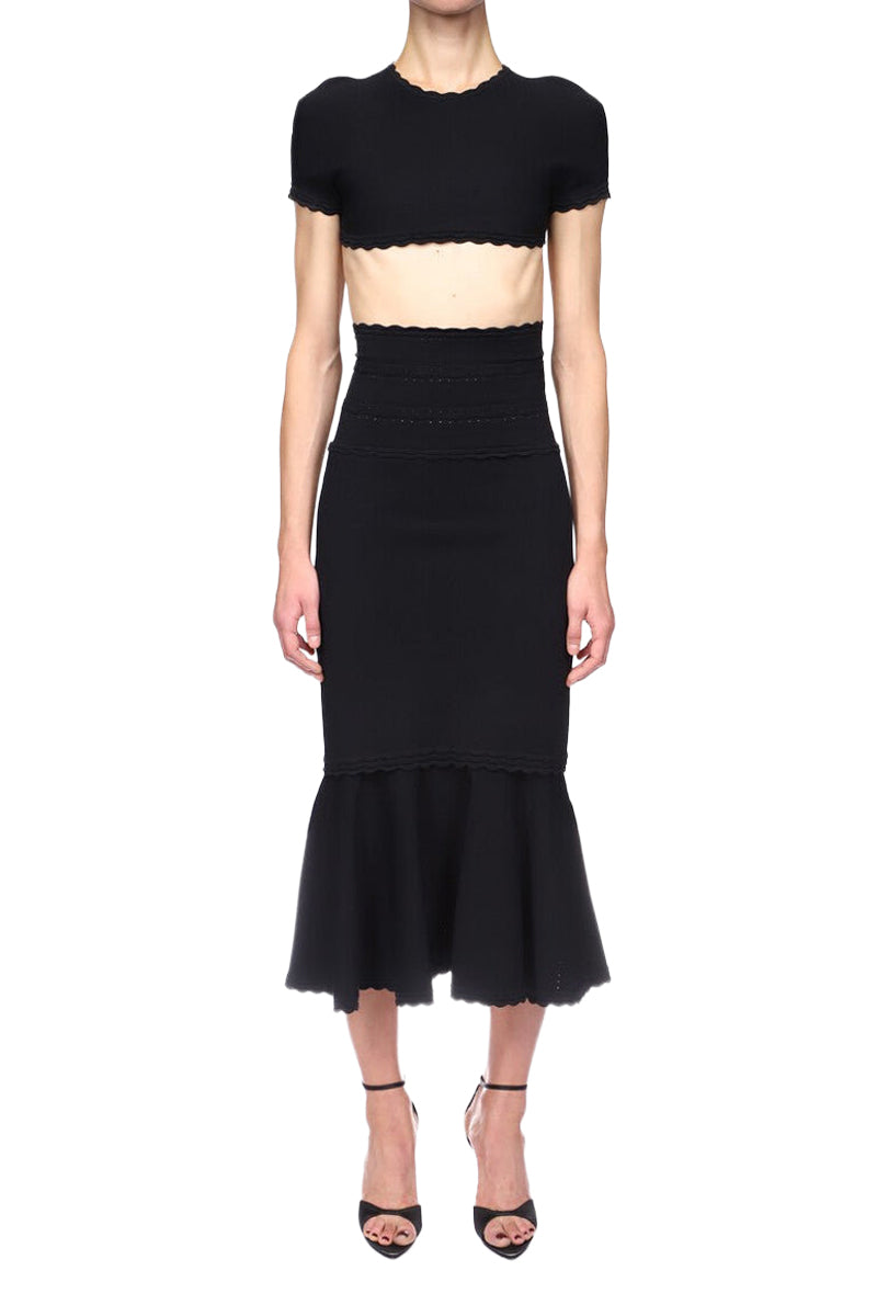 Cropped Short Sleeve Top - Black