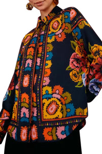Chemise Flowers Tapestry - Noir