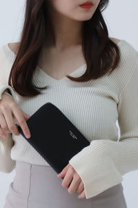 Portefeuille zippé en cuir - Black