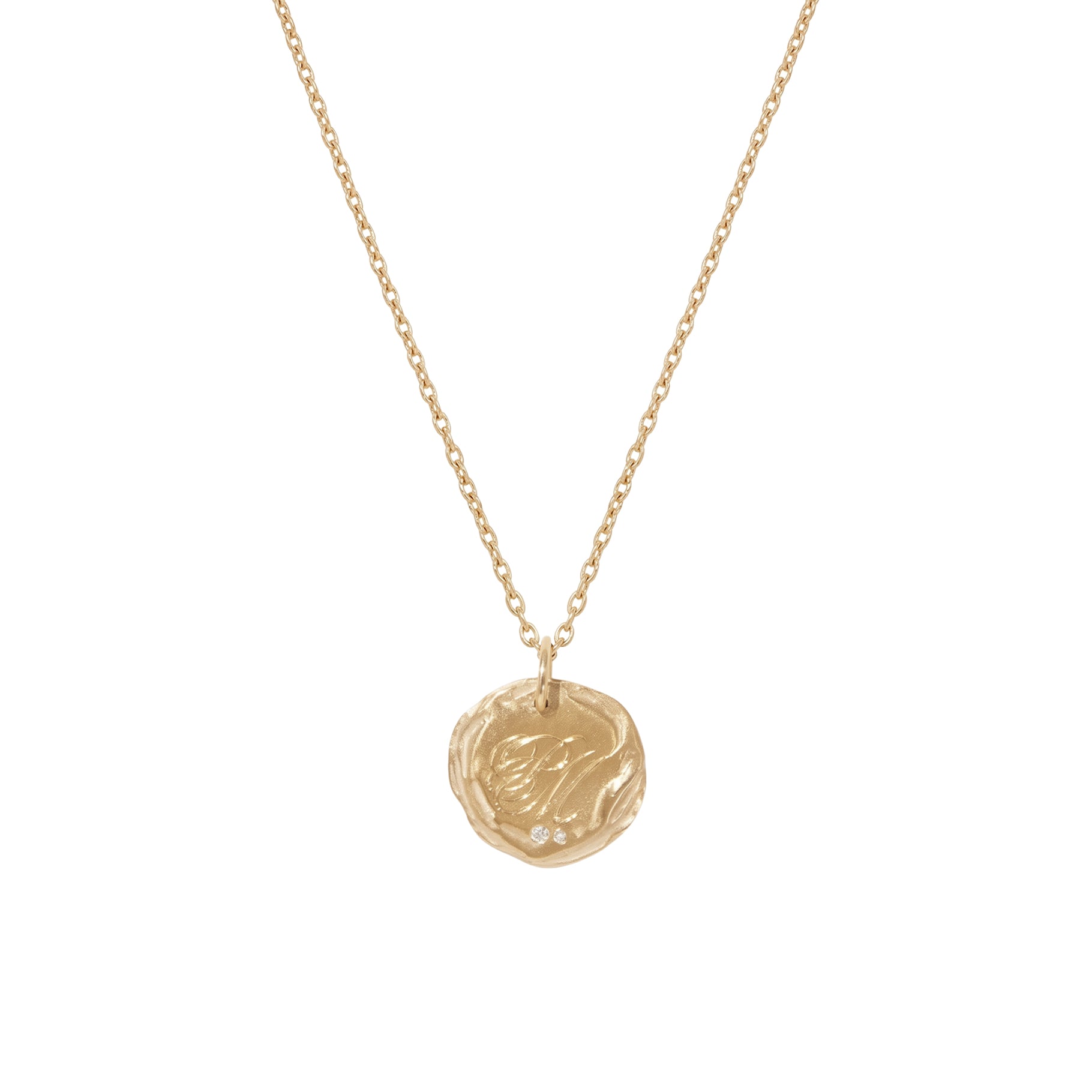 Initiale N°4 pendant in yellow gold set with a diamond - Diamond