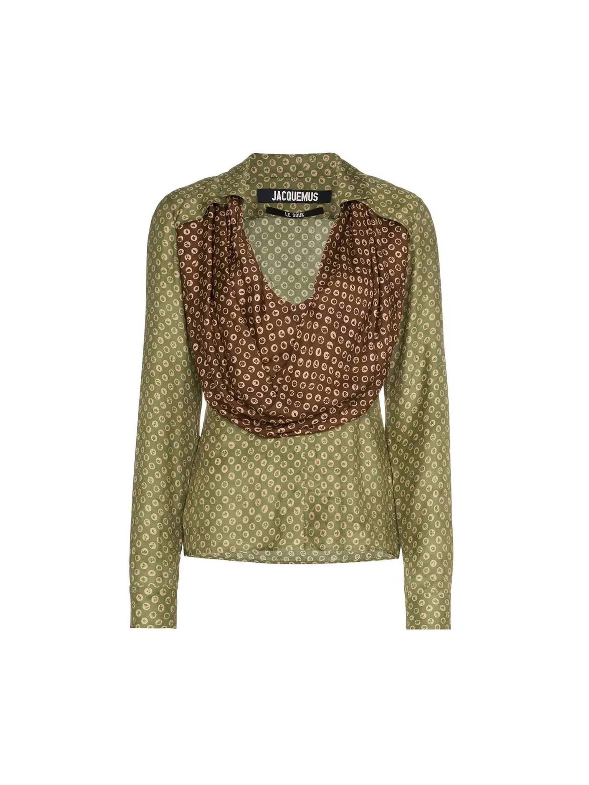 Chemise Saabi à col plongeant en soie mélangée - Green