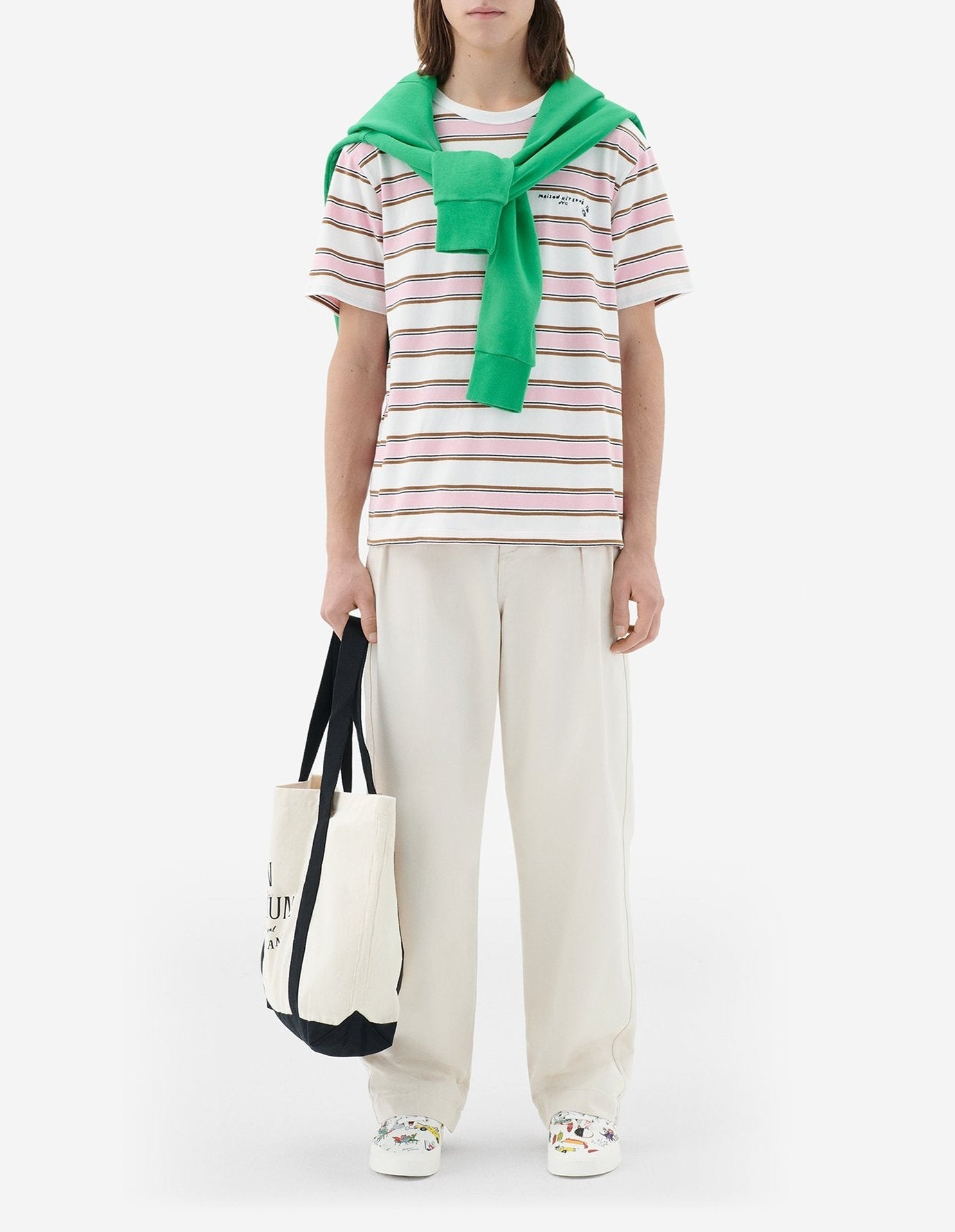 T-shirt Maison Kitsuné x Olympia Le-Tan - Bubble Pink Stripes
