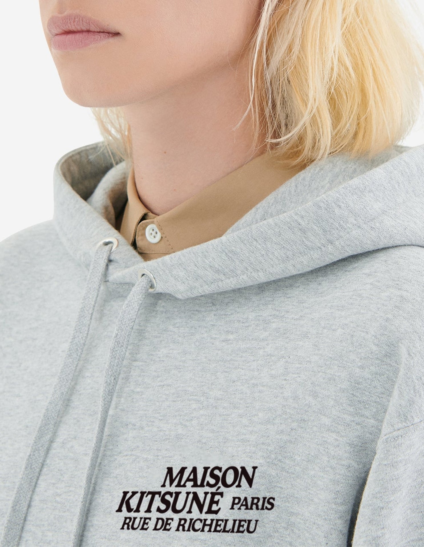 Sweat à capucheoversize avec impression - Grey Melange