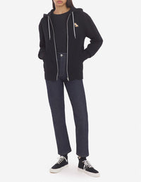 Sweat à capuche zippé avec écusson - Black