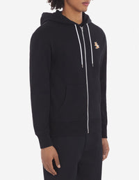 Sweat à capuche zippé avec écusson - Black
