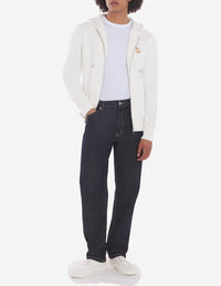 Sweat à capuche zippé avec écusson - Ecru