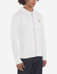 Sweat à capuche zippé avec écusson - Ecru