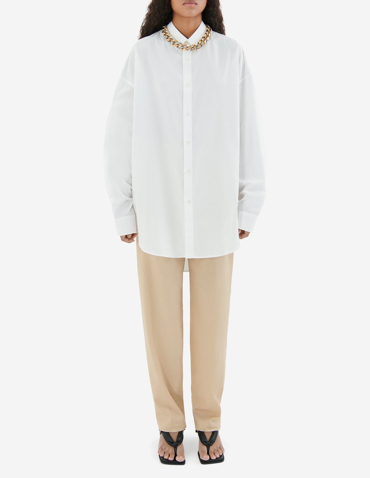 Chemise oversize avec écusson - White