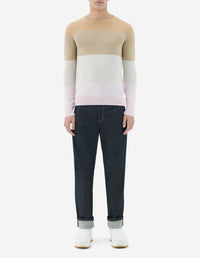 Pull rayé à manches longues avec écusson en laine - Camel Stripes