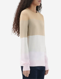Pull rayé à manches longues avec écusson en laine - Camel Stripes