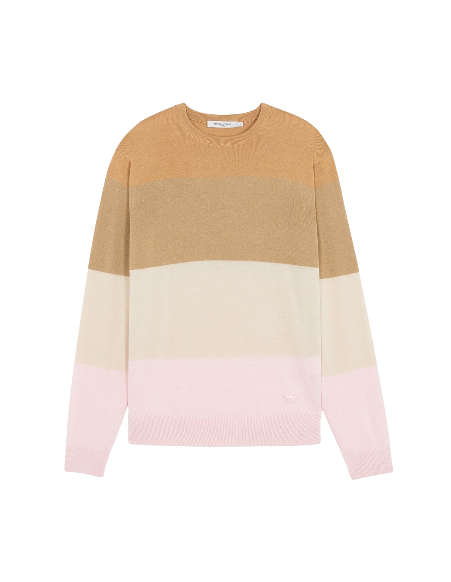 Pull rayé à manches longues avec écusson en laine - Camel Stripes