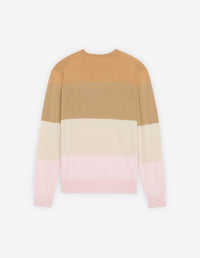 Pull rayé à manches longues avec écusson en laine - Camel Stripes