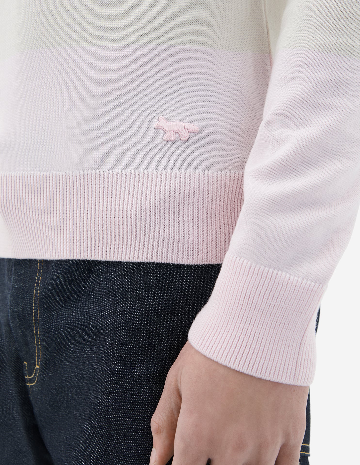 Pull rayé à manches longues avec écusson en laine - Camel Stripes